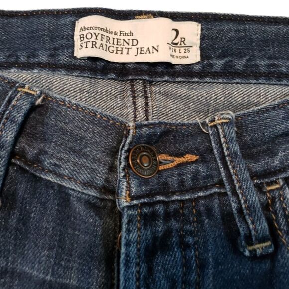 Abercrombie & Fitch Jeans Size 2R Boyfriend Straight Jean Distressed Destroyed - Picture 5 of 6